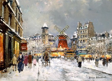  sous Pintura al %c3%b3leo - AB moulin rouge a pigalle sous la neige París